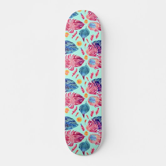 Boho Feathers Pattern Skateboard (Vorne)
