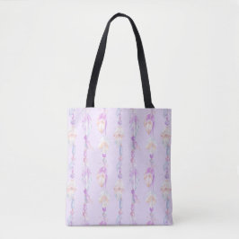 Boho Feathers Perlen lila Aquarelltasche Tasche