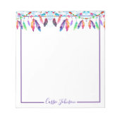 Boho feathers personalisiert Notizblock (Vorderseite)