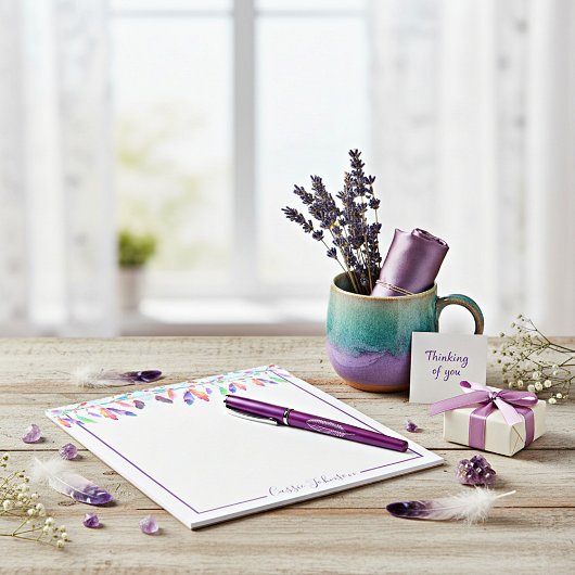 Boho feathers personalisiert Notizblock