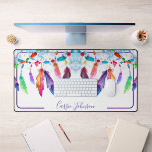 Boho feathers personalisiert Notizblock Schreibtischunterlage