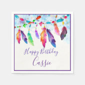 Boho feathers personalisierte Servietten (Vorderseite)