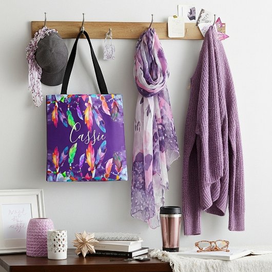 Boho feathers personalisierte Tasche