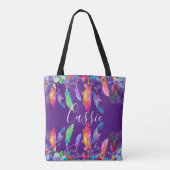 Boho feathers personalisierte Tasche (Rückseite)