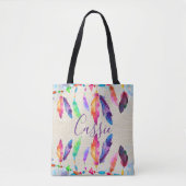Boho feathers personalisierte Tasche (Vorderseite)