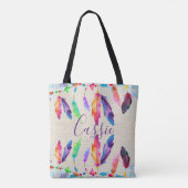 Boho feathers personalisierte Tasche (Rückseite)