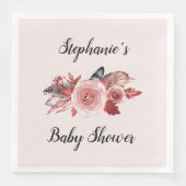 Boho Feathers Rose Blush Baby Dusche Serviette (Vorderseite)