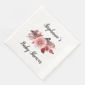 Boho Feathers Rose Burgundy Babydusche Serviette (Ecke)