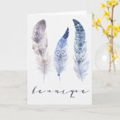 Boho Feathers - Seien Sie eine einzigartige Freund Karte (Gelbe Blume)