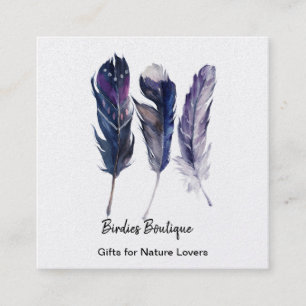 Boho Feathers Square Business Card Quadratische Visitenkarte