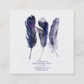 Boho Feathers Square Business Card Quadratische Visitenkarte (Rückseite)