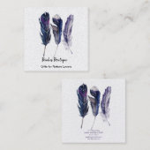 Boho Feathers Square Business Card Quadratische Visitenkarte (Vorne/Hinten)