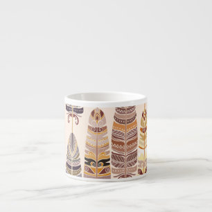 Boho Feathers: Stamm-nahtloses Muster Espressotasse
