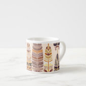 Boho Feathers: Stamm-nahtloses Muster Espressotasse (Vorderseite Rechts)