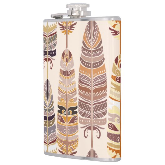 Boho Feathers: Stamm-nahtloses Muster Flachmann (Links)