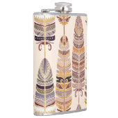 Boho Feathers: Stamm-nahtloses Muster Flachmann (Rechts)