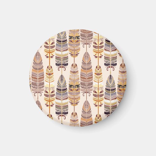 Boho Feathers: Stamm-nahtloses Muster Magnet (Vorne)
