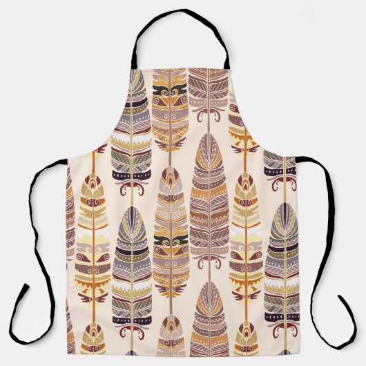 Boho Feathers: Stamm-nahtloses Muster Schürze (Vorderseite)