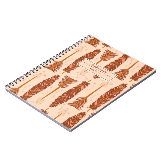 Boho Feathers Stammesname und -fach Notizblock (Linke Seite)