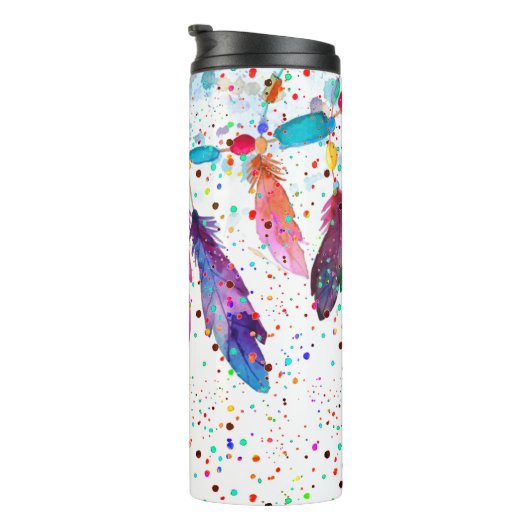 Boho feathers thermal tumbler thermosbecher (Nach rechts gedreht)