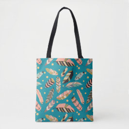 Boho Feathers über Aquamarines Muster Tasche