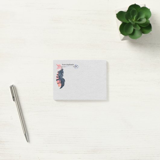 Boho Feathers und Arrow Personalisiert Post-it Klebezettel (Büro)