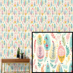 Boho Feathers Verlasse Pastel Colors Tapete