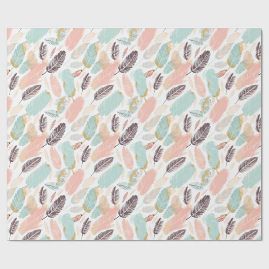 Boho Feathers Wrapping Paper Geschenkpapier (Flach)