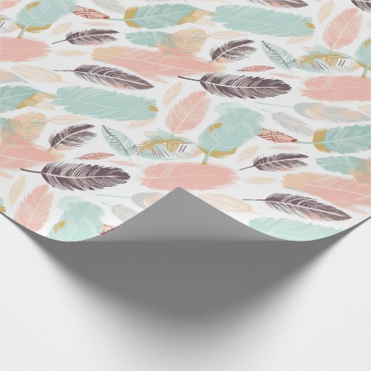 Boho Feathers Wrapping Paper Geschenkpapier (Ecke)