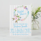 Boho Feathers Wreath Bridal Dusche Einladung (Stehend Vorderseite)