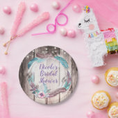 Boho Feathers Wreath & String Lights Brautparty Pappteller (Party)