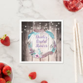 Boho Feathers Wreath & String Lights Brautparty Serviette (Beispiel)