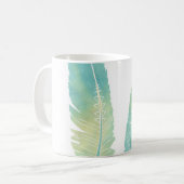 Boho Feder-Aquarell-Grün und Blau Kaffeetasse (Vorderseite Links)