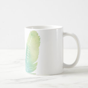 Boho Feder-Aquarell-Grün und Blau Kaffeetasse