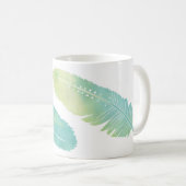 Boho Feder-Aquarell-Grün und Blau Kaffeetasse (VorderseiteRechts)
