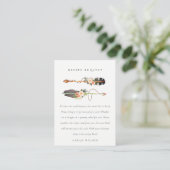 Boho-Feder-Blumen-Pfeil-Rezept-Anfrage-Braut Begleitkarte (Stehend Vorderseite)