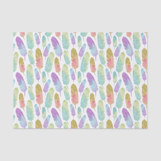 Boho Feder-Muster-Aquarell-Regenbogen Seidenpapier (Vorderseite)