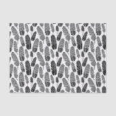 Boho Feder-Muster-Aquarell Schwarzweiss Seidenpapier (Vorderseite)