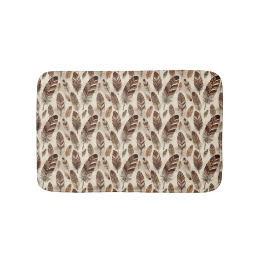 Boho-Feder-Muster Badematte (Vorderseite)