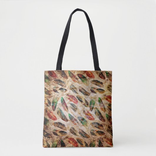 Boho-Feder-Muster mit Strapazen Tasche (Vorderseite)