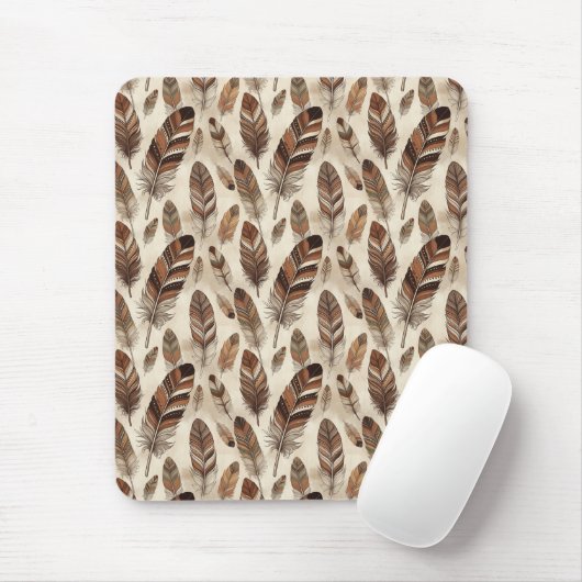 Boho-Feder-Muster Mousepad (Mit Mouse)