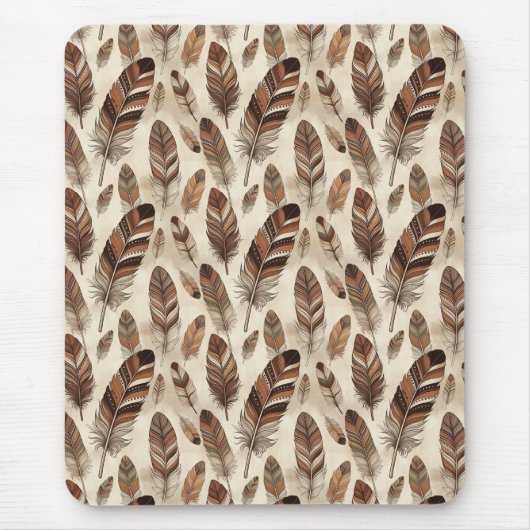 Boho-Feder-Muster Mousepad (Vorne)