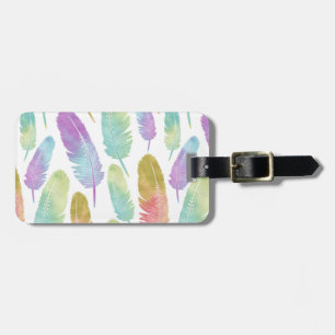 Boho Feder-Muster-Regenbogen-Aquarell Gepäckanhänger