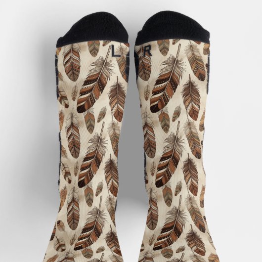 Boho-Feder-Muster Socken (Oben)