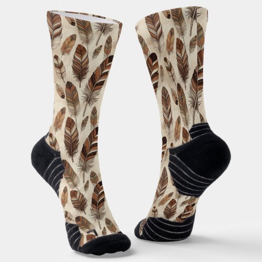 Boho-Feder-Muster Socken (Gewinkelt)
