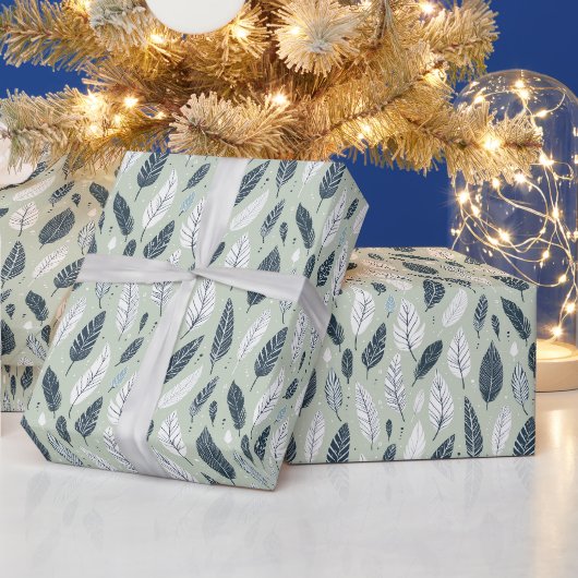 Boho-Feder nahtloses Musterdesign Geschenkpapier (Feiertage)