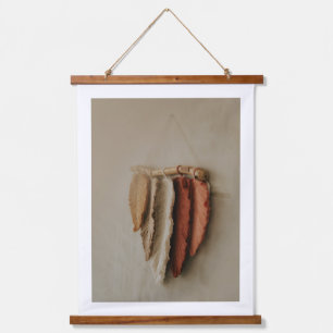 Boho-Feder-Wandbehang-Kunst, rustikale neutrale He Wandteppich Mit Holzrahmen