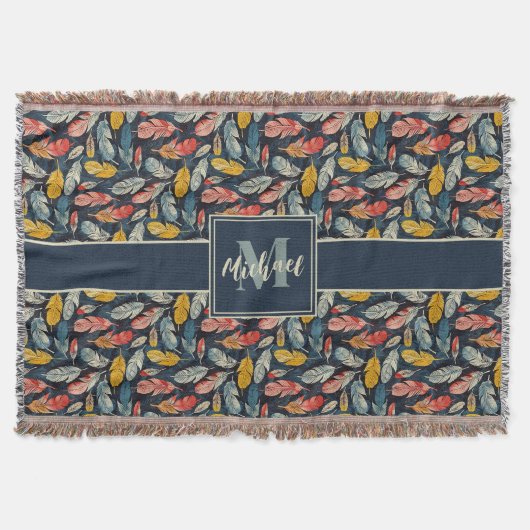 Boho Feder Whimsy Webteppich Decke (Vorderseite)