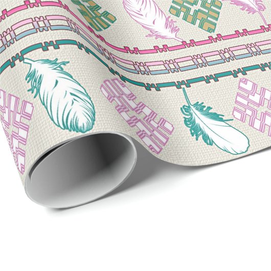 Boho Federn Ethnisch Geschenkpapier (Rolleneckpunkt)