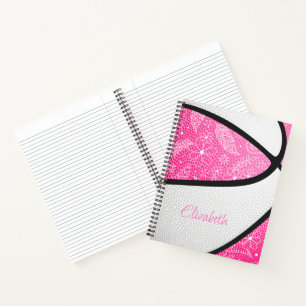 Boho-Federn, Gekritzel, Blumen, Basketball, Rosa Notizblock